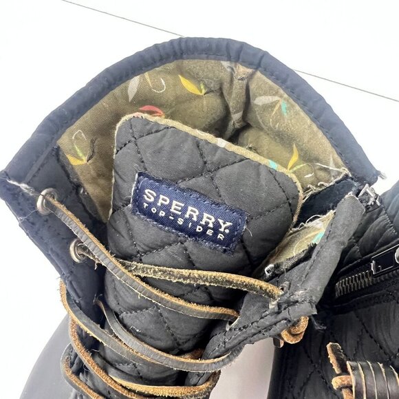 Sperry Saltwater Quilted Duck Boot Black Size 7 M Waterproof Rain Snow - Picture 8 of 8